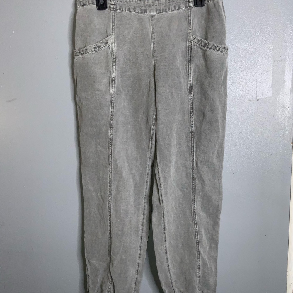 C&C California Gray Women’s Linen Blend Joggers Casual Pants Large - Picture 3 of 10